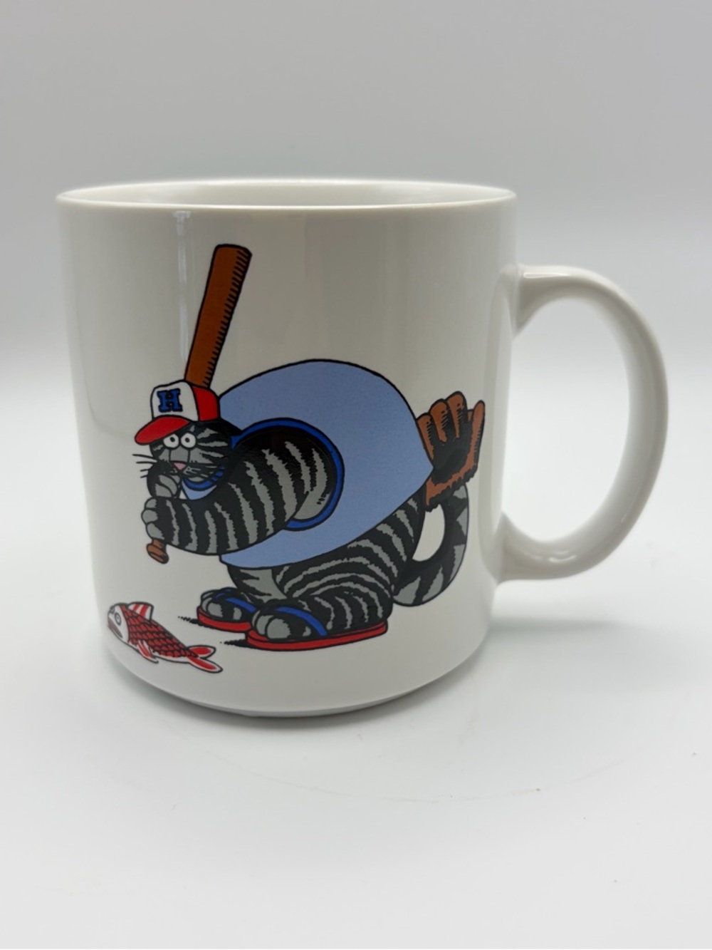 Vintage 1989 B Kliban Cat Baseball Mug Gift Creations Inc Retro Cartoon NIB